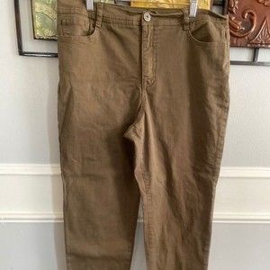 Style Co Plus Size Tummy Control Slim Leg brown jeans size 16